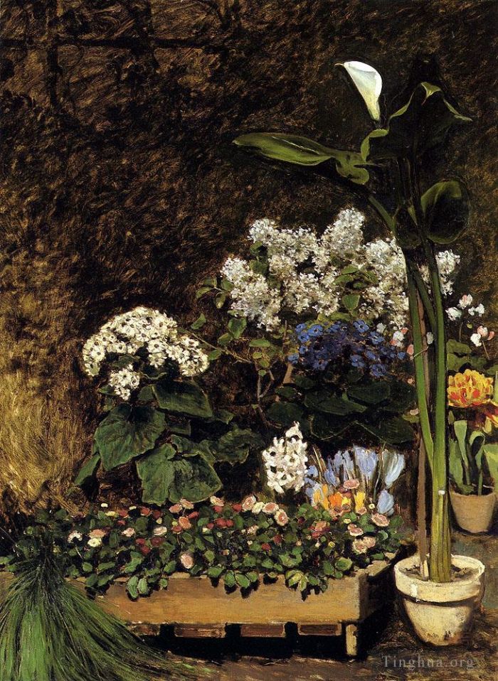 Pierre-Auguste Renoir Peinture à l'huile - Fleurs de printemps mélangées