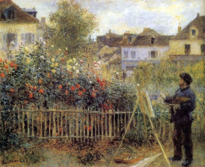 Pierre-Auguste Renoir Peinture à l'huile - Claude Monet peignant dans son jardin à Arenteuil