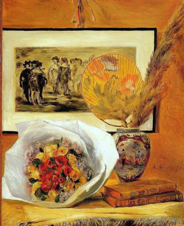 Pierre-Auguste Renoir Peinture à l'huile - Nature morte au bouquet