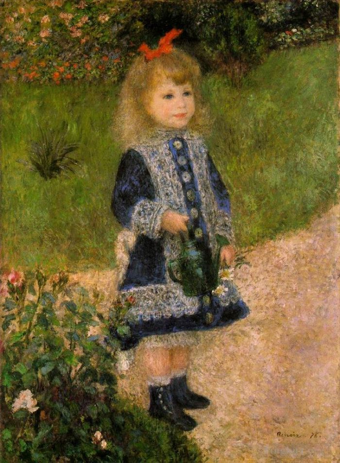 Pierre-Auguste Renoir Peinture à l'huile - Une fille avec un arrosoir Pierre Auguste Renoir