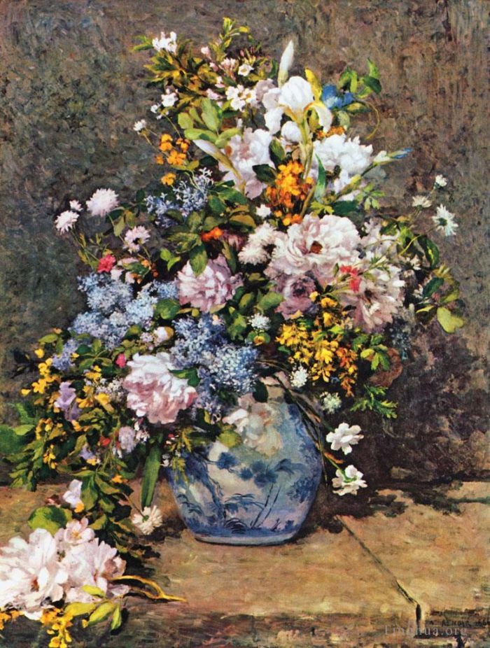 Pierre-Auguste Renoir Peinture à l'huile - Bouquet de fleurs printanières