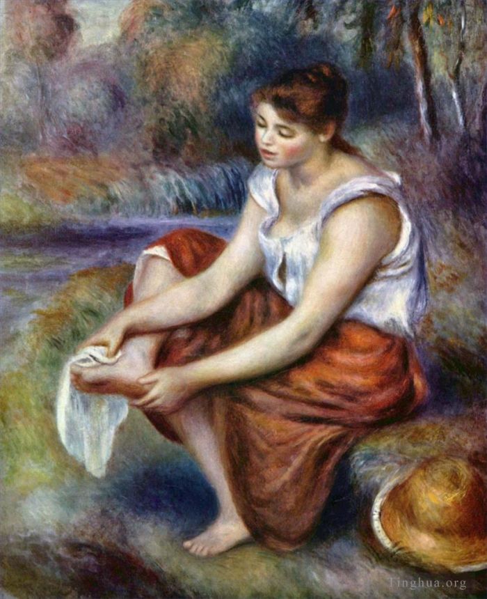 Pierre-Auguste Renoir Peinture à l'huile - Fille s'essuyant les pieds