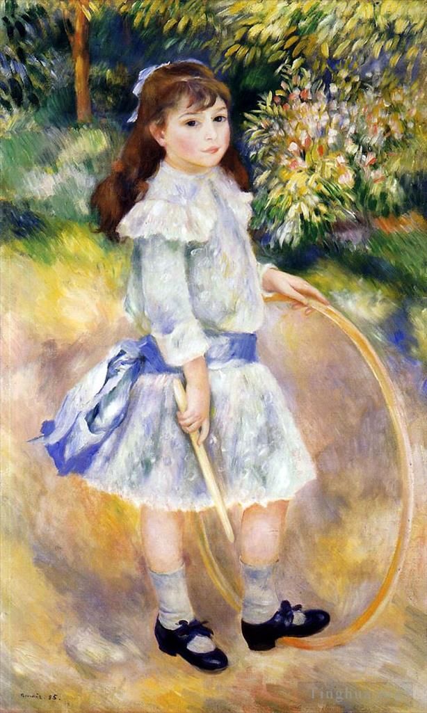 Pierre-Auguste Renoir Peinture à l'huile - Fille avec un cerceau