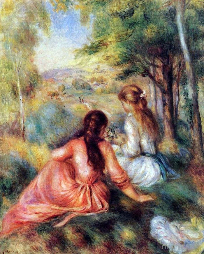 Pierre-Auguste Renoir Peinture à l'huile - Dans le pré