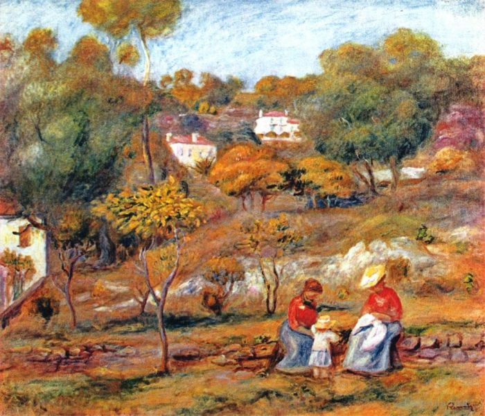 Pierre-Auguste Renoir Peinture à l'huile - Paysage à Cagnes