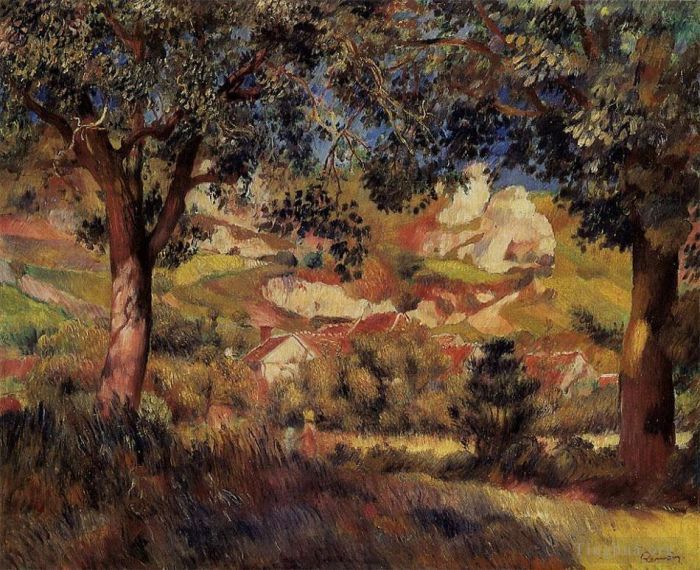 Pierre-Auguste Renoir Peinture à l'huile - Paysage à la roche guyon