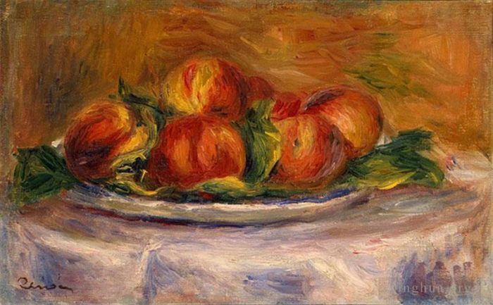 Pierre-Auguste Renoir Peinture à l'huile - Pêches sur une assiette nature morte