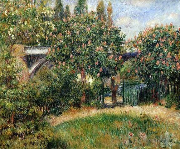Pierre-Auguste Renoir Peinture à l'huile - Pont ferroviaire à Chatou