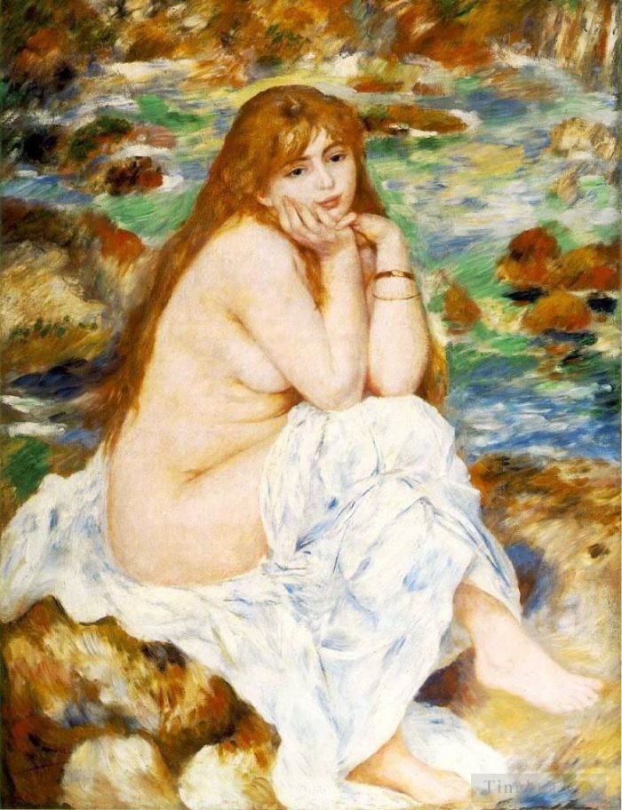 Pierre-Auguste Renoir Peinture à l'huile - Baigneuse Assise