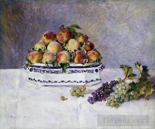 Pierre-Auguste Renoir Peinture à l'huile - Nature morte aux pêches et aux raisins