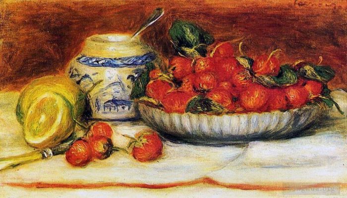 Pierre-Auguste Renoir Peinture à l'huile - Nature morte aux fraises