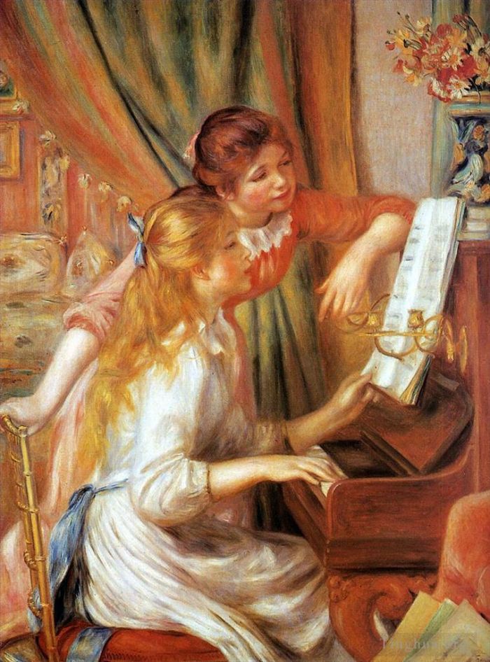 Pierre-Auguste Renoir Peinture à l'huile - Jeunes filles au piano