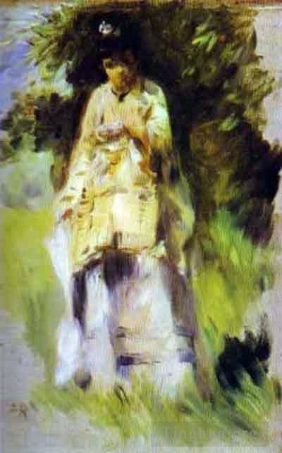 Pierre-Auguste Renoir Peinture à l'huile - Femme debout près d’un arbre
