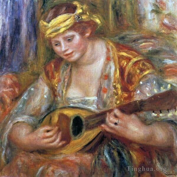 Pierre-Auguste Renoir Peinture à l'huile - Femme avec une mandoline
