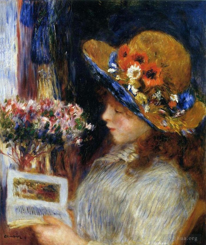Pierre-Auguste Renoir Peinture à l'huile - Jeune fille lisant