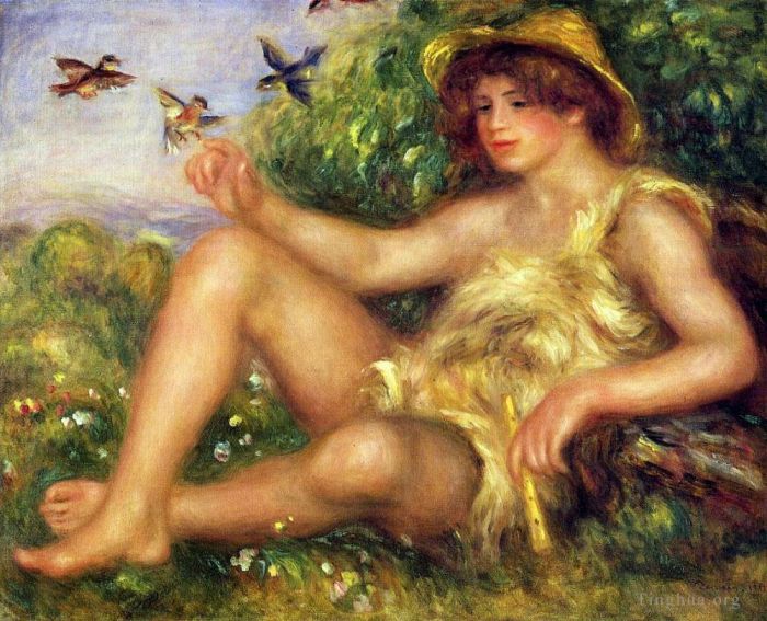 Pierre-Auguste Renoir Peinture à l'huile - Jeune berger au repos