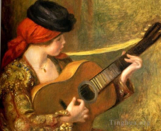 Pierre-Auguste Renoir Peinture à l'huile - Jeune femme espagnole avec une guitare