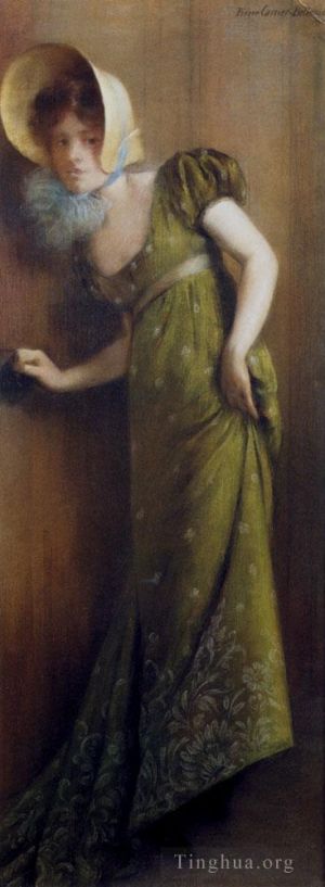 Pierre Carrier-Belleuse œuvres - Femme élégante dans une robe verte