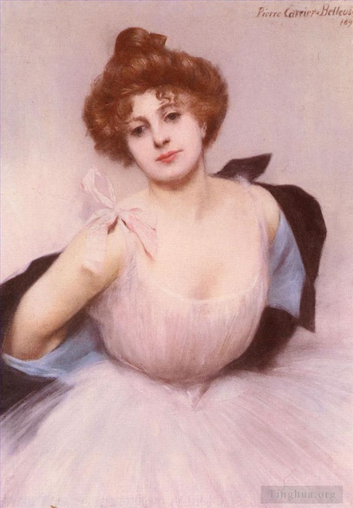 Pierre Carrier-Belleuse Peinture à l'huile - Portrait d'une danseuse danseuse de ballet