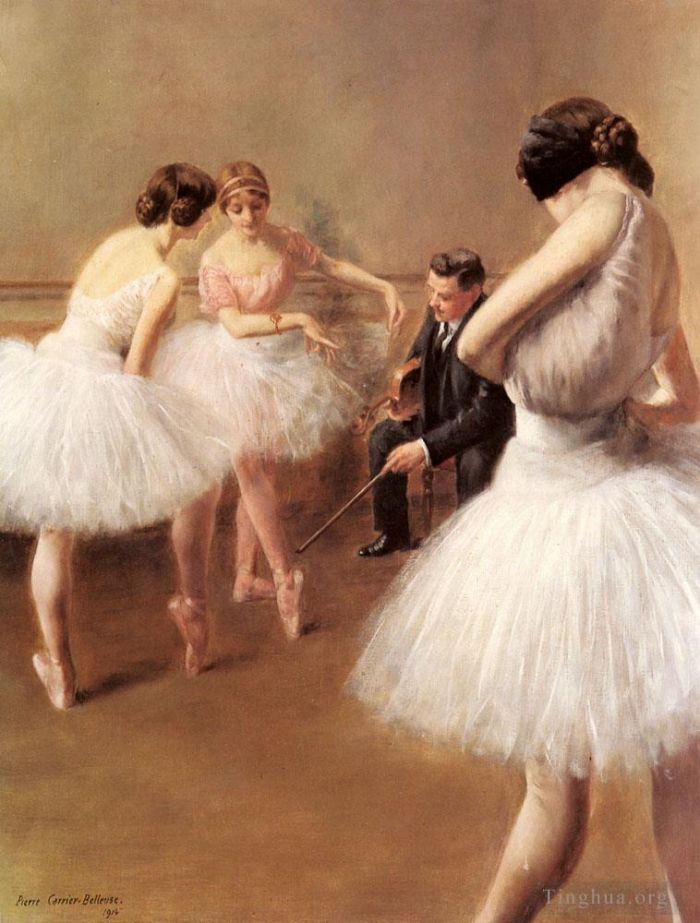 Pierre Carrier-Belleuse Peinture à l'huile - La danseuse de ballet de la leçon de ballet