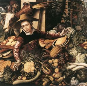 Pieter Aertsen œuvres - Femme du marché avec étal de légumes