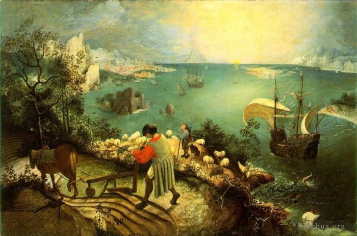 Pieter Brueghel the Elder Peinture à l'huile - Paysage avec la chute d'Icare