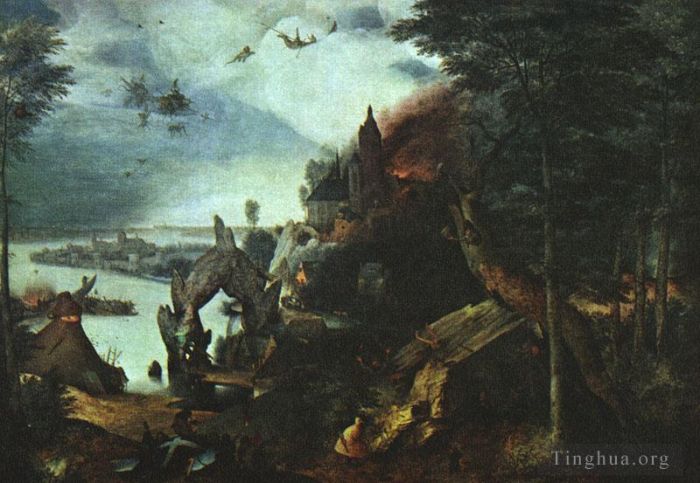 Pieter Brueghel the Elder Peinture à l'huile - Paysage à la tentation de saint Antoine