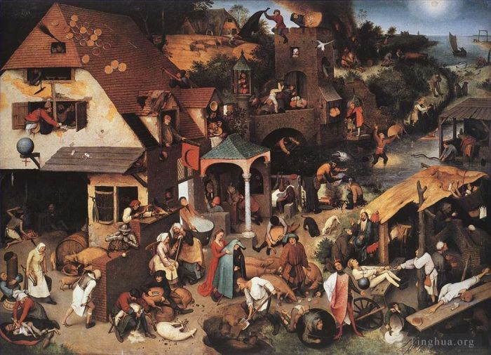 Pieter Brueghel the Elder Peinture à l'huile - Proverbes néerlandais