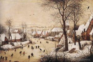 Pieter Brueghel the Elder œuvres - Paysage d'hiver avec patineurs et piège à oiseaux