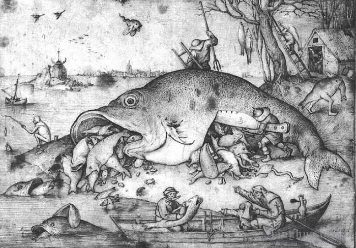 Pieter Brueghel the Elder Types de peintures - Les gros poissons mangent des petits poissons
