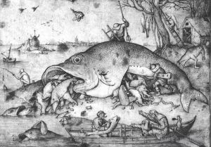 Pieter Brueghel the Elder œuvres - Les gros poissons mangent des petits poissons