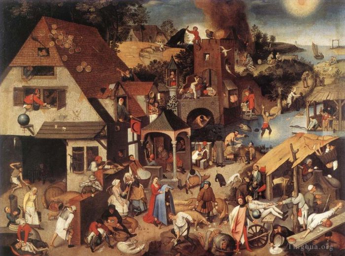 Pieter Bruegel the Younger Peinture à l'huile - les proverbes