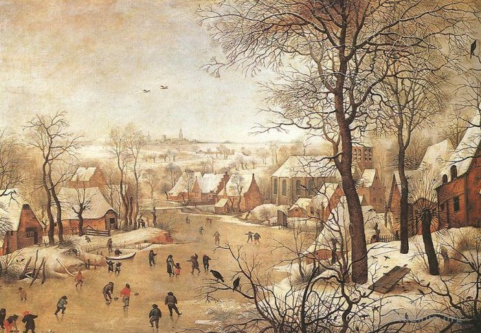 Pieter Bruegel the Younger Peinture à l'huile - Paysage d'hiver avec un piège à oiseaux