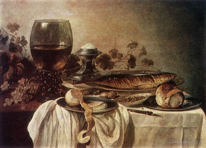 Pieter Claesz Peinture à l'huile - Pièce de petit-déjeuner nature morte