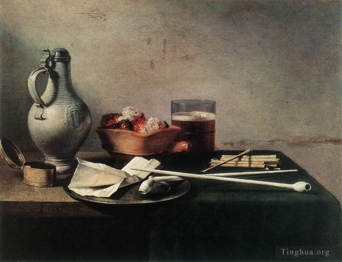 Pieter Claesz Peinture à l'huile - Pipes à tabac et nature morte au brasier