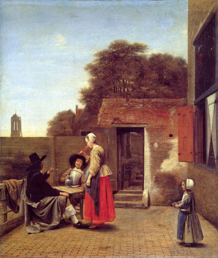 Pieter de Hooch Peinture à l'huile - Une cour hollandaise