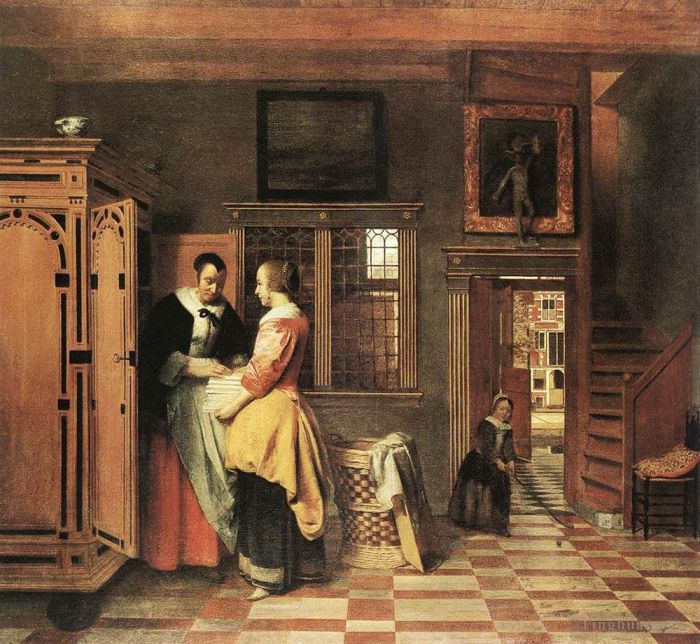 Pieter de Hooch Peinture à l'huile - Au placard à linge