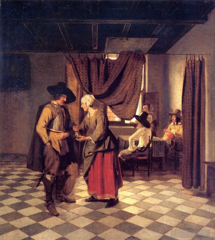 Pieter de Hooch Peinture à l'huile - Payer l'hôtesse