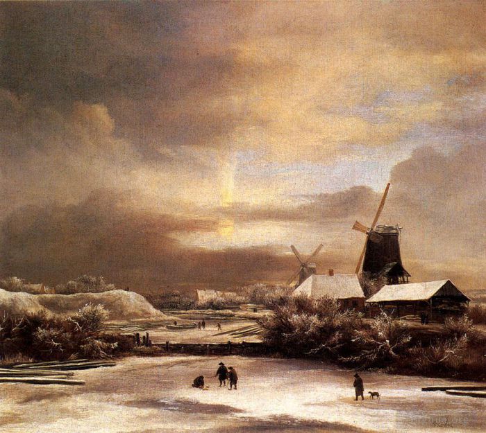 Pieter de Hooch Peinture à l'huile - Ruisdael Jacob Issaksz Van Paysage d'hiver