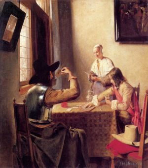 Pieter de Hooch œuvres - Soldats jouant aux cartes