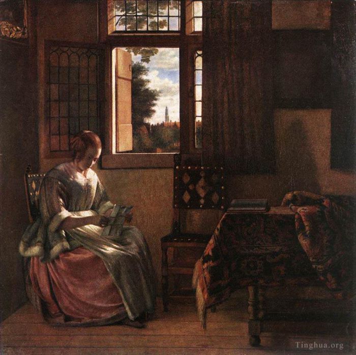 Pieter de Hooch Peinture à l'huile - Femme lisant une lettre