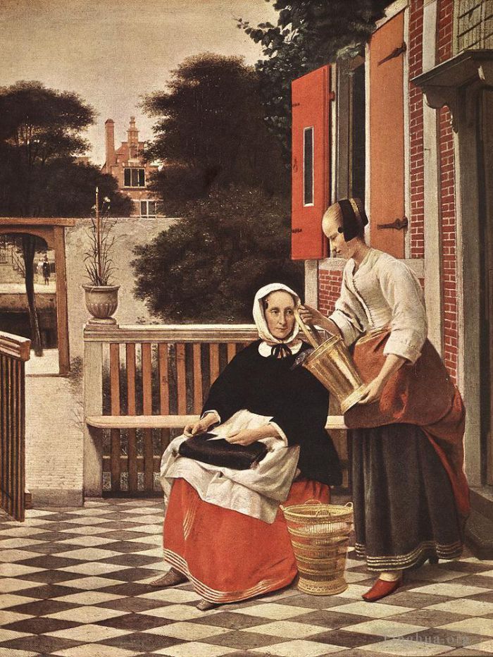Pieter de Hooch Peinture à l'huile - Femme et servante