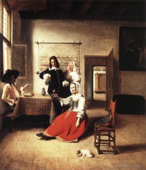 Pieter de Hooch œuvres - Jeune femme buvant