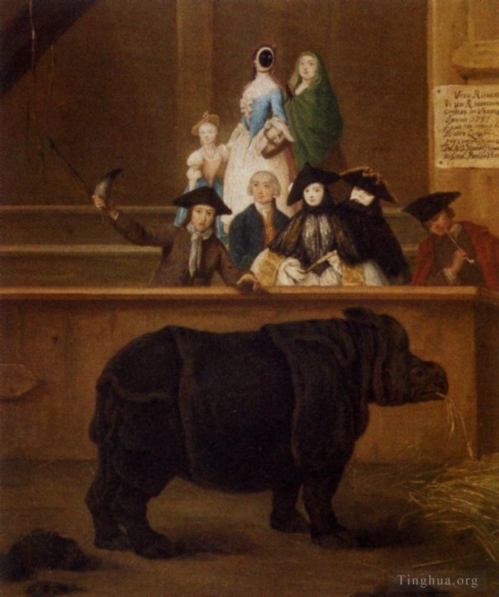 Pietro Longhi Peinture à l'huile - Le rhinocéros