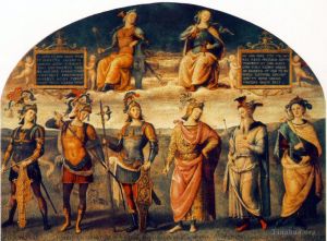 Pietro Perugino œuvres - Courage et tempérance avec six héros antiques 1497