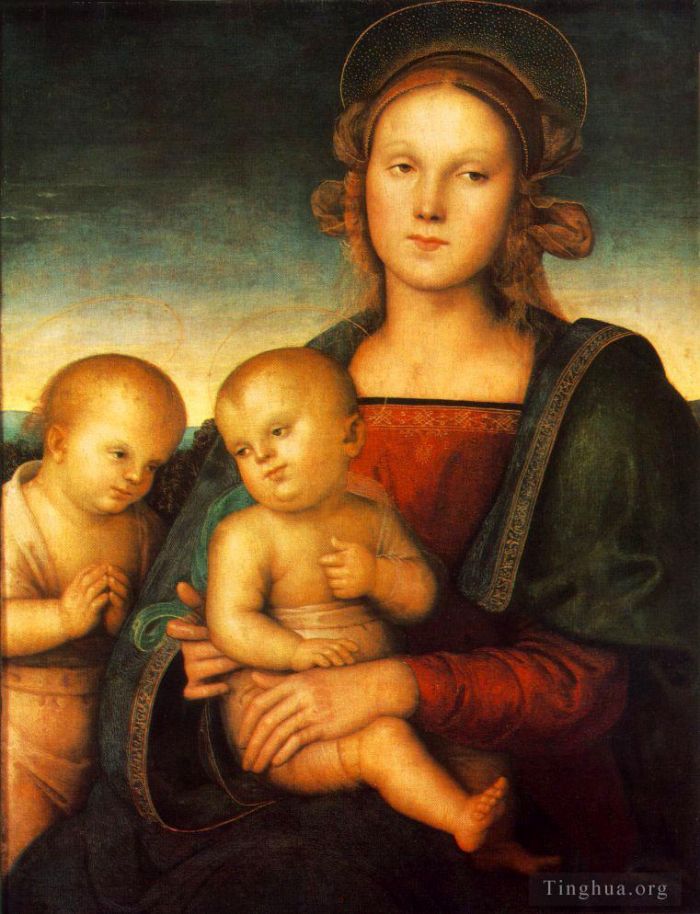 Pietro Perugino Peinture à l'huile - Vierge à l'Enfant et le Petit Saint Jean 1497