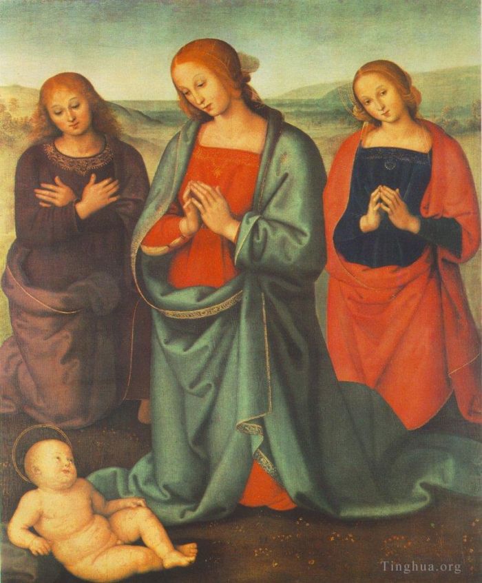 Pietro Perugino Peinture à l'huile - Vierge aux saints adorant l'enfant 1503