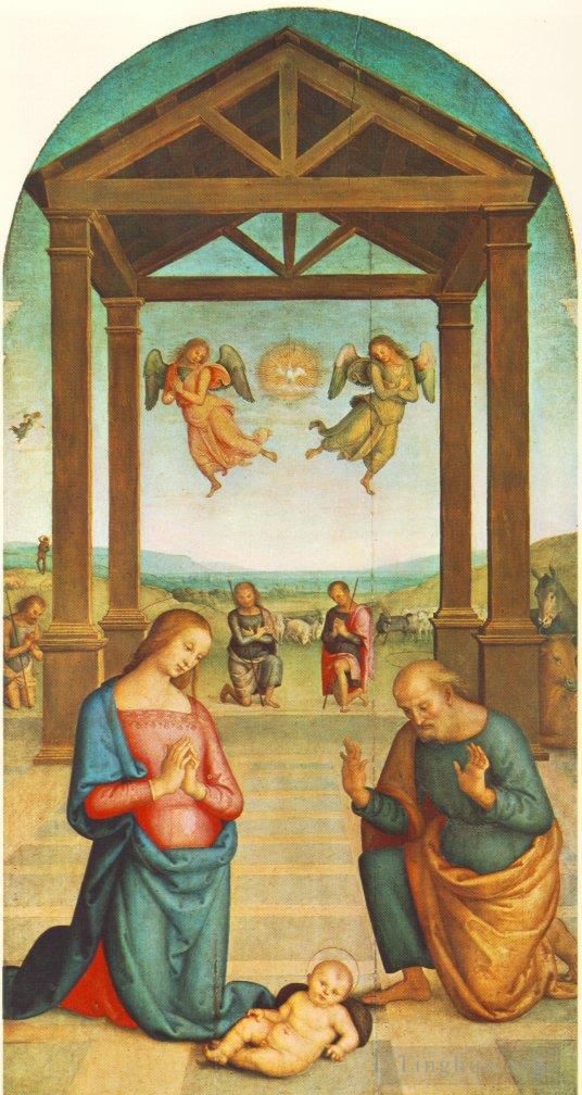 Pietro Perugino Peinture à l'huile - Polyptyque de Saint Augustin Le Presepio