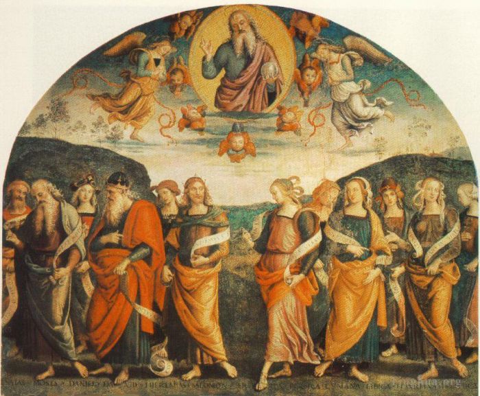 Pietro Perugino Peinture à l'huile - Le Tout-Puissant avec les Prophètes et les Sybils