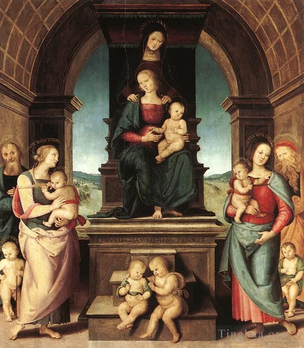 Pietro Perugino Peinture à l'huile - La famille de la Madone